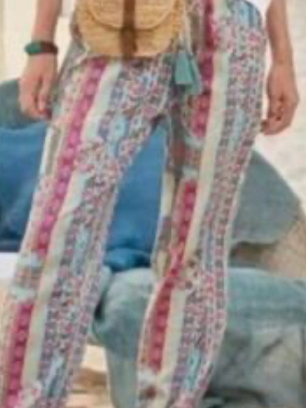 Sundance Striped Boho Pants in Teal, Pink & Orange xL cotton joggers